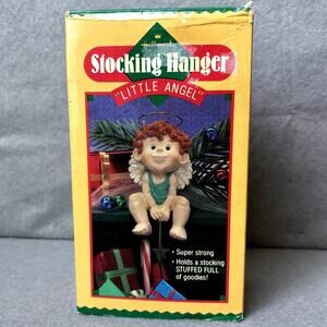 Hallmark Vintage 1986 Christmas Stocking Hanger Angel NEW